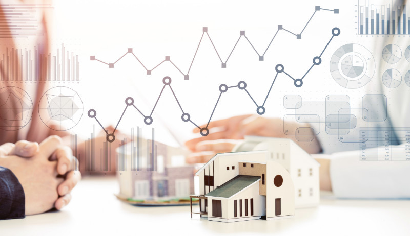 Real estate concepts and statistical graphs